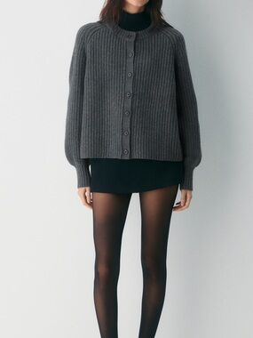 Wilfred Grey Ribbed Button-Up Cardigan